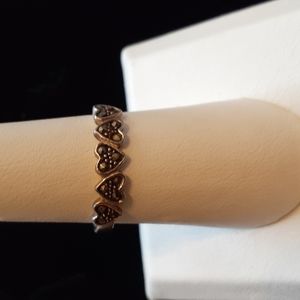 Dainty vintage marquesite heart band sterling silver 8